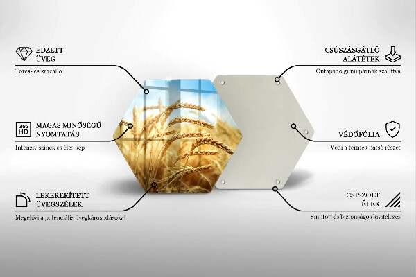 Skärbräda glas sexhörning Öron av spannmål i fältet