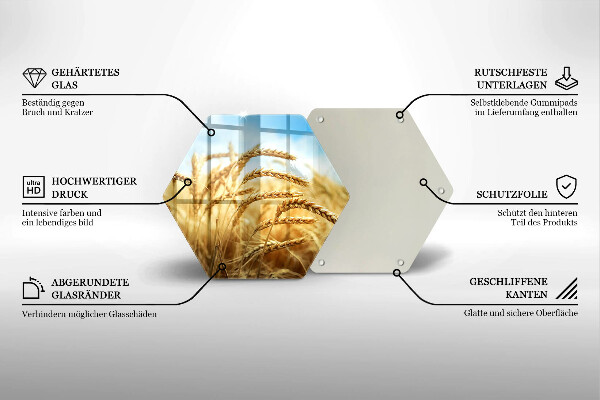 Skärbräda glas sexhörning Öron av spannmål i fältet
