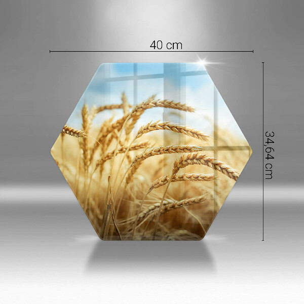 Skärbräda glas sexhörning Öron av spannmål i fältet