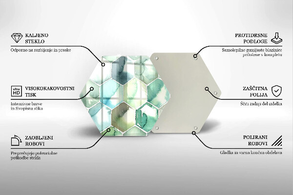 Skärbräda glas sexhörning Akvarell hexagoner
