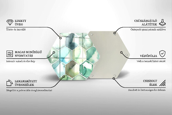 Skärbräda glas sexhörning Akvarell hexagoner