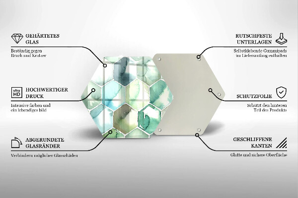 Skärbräda glas sexhörning Akvarell hexagoner