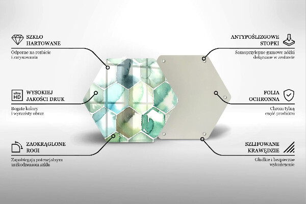Skärbräda glas sexhörning Akvarell hexagoner