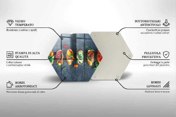 Skärbräda glas sexhörning Färgglada smörgåsar