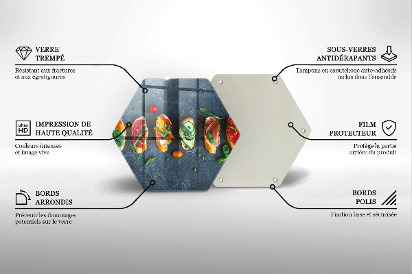 Skärbräda glas sexhörning Färgglada smörgåsar