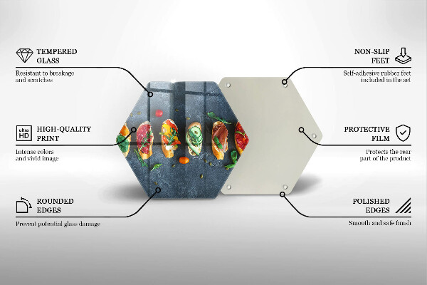 Skärbräda glas sexhörning Färgglada smörgåsar