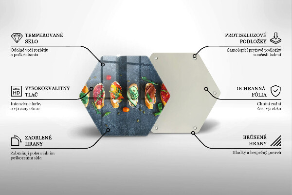 Skärbräda glas sexhörning Färgglada smörgåsar