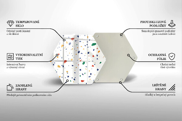 Skärbräda glas sexhörning Färgglatt stengods