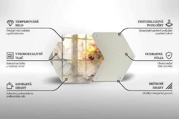 Skärbräda glas sexhörning Marmorstruktur med guld