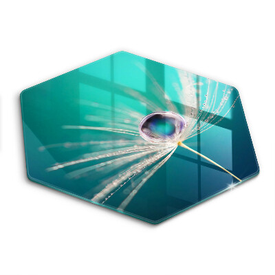 Skärbräda glas sexhörning Dagg på en maskros