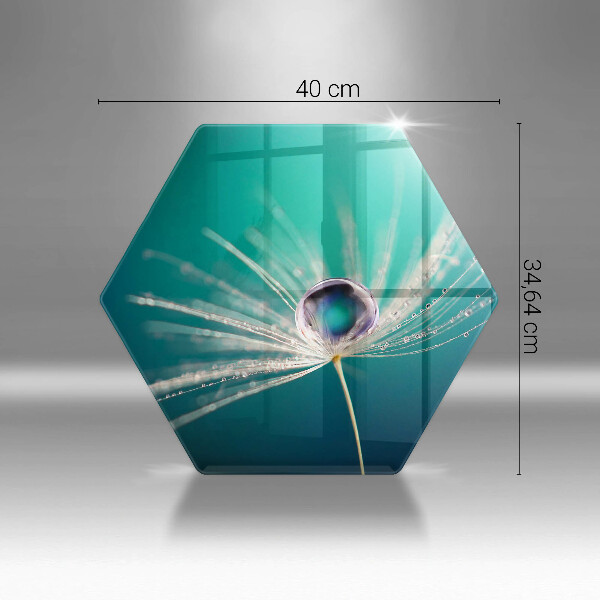 Skärbräda glas sexhörning Dagg på en maskros
