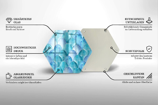 Skärbräda glas sexhörning Akvarell skalor