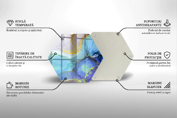 Skärbräda glas sexhörning Sprucken guldsten