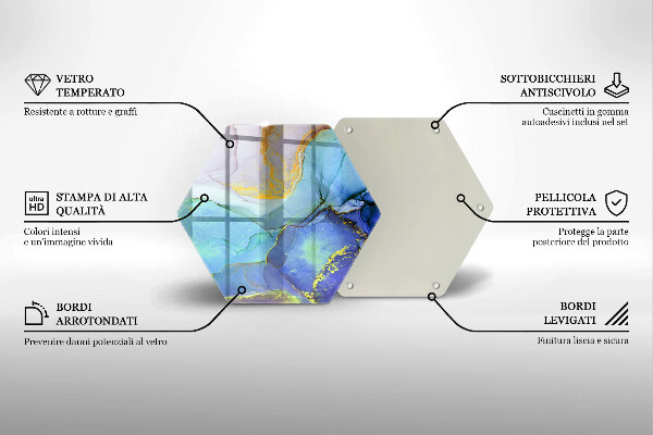 Skärbräda glas sexhörning Sprucken guldsten