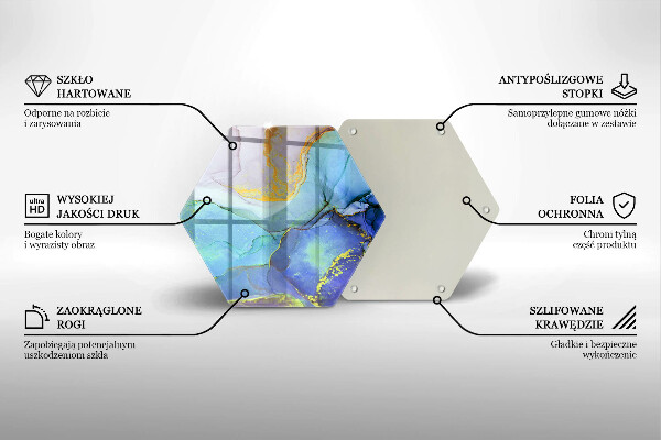 Skärbräda glas sexhörning Sprucken guldsten