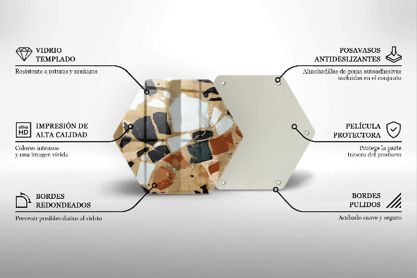 Skärbräda glas sexhörning Dekorativ stenplatta