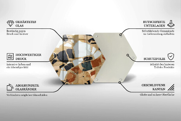 Skärbräda glas sexhörning Dekorativ stenplatta