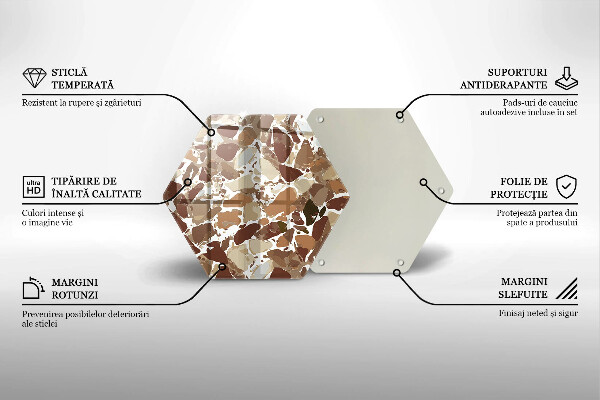Skärbräda glas sexhörning Sten dekorativa fläckar