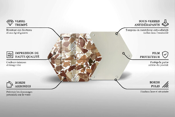 Skärbräda glas sexhörning Sten dekorativa fläckar