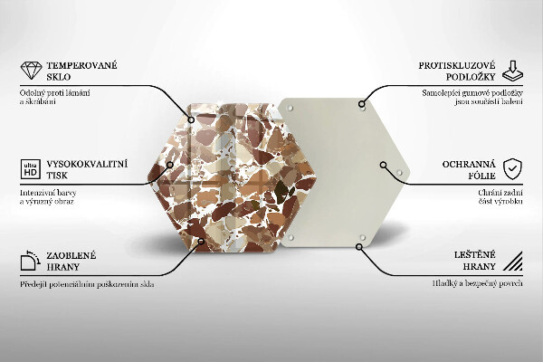 Skärbräda glas sexhörning Sten dekorativa fläckar