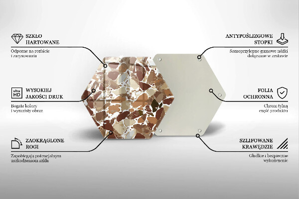 Skärbräda glas sexhörning Sten dekorativa fläckar