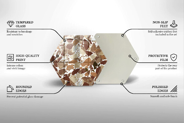 Skärbräda glas sexhörning Sten dekorativa fläckar