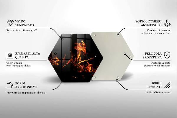 Skärbräda glas sexhörning Elda en levande låga