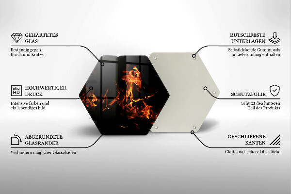 Skärbräda glas sexhörning Elda en levande låga