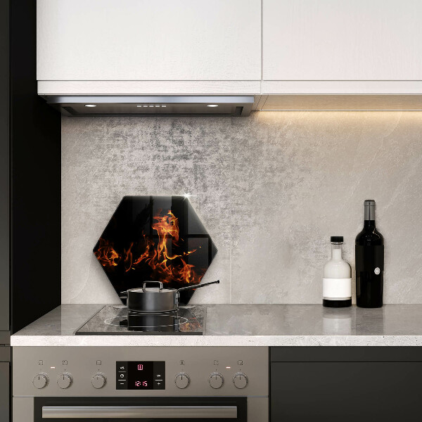 Skärbräda glas sexhörning Elda en levande låga