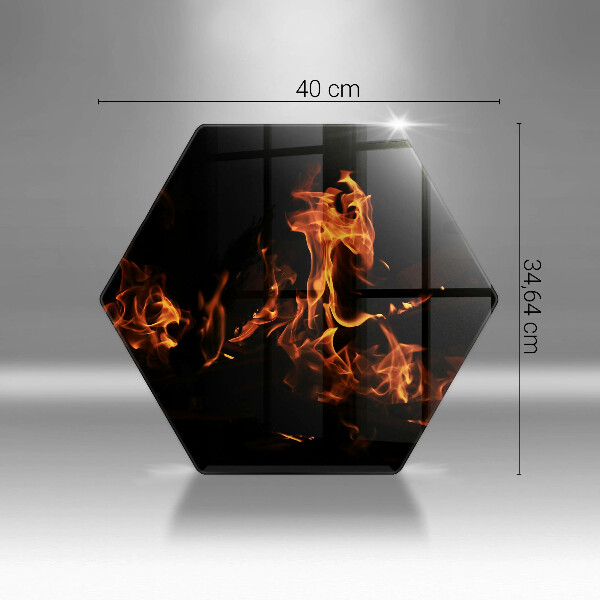 Skärbräda glas sexhörning Elda en levande låga