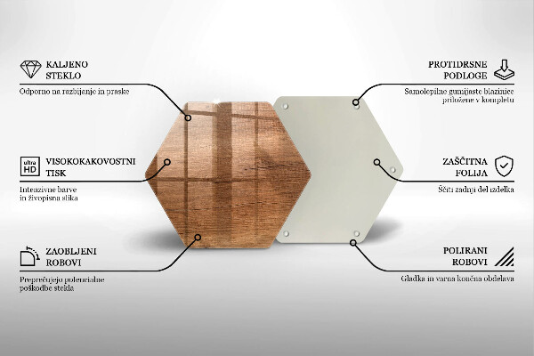Skärbräda glas sexhörning Trästruktur