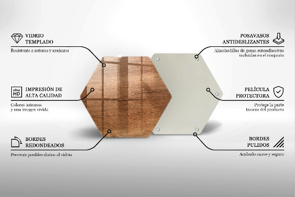 Skärbräda glas sexhörning Trästruktur
