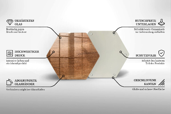 Skärbräda glas sexhörning Trästruktur