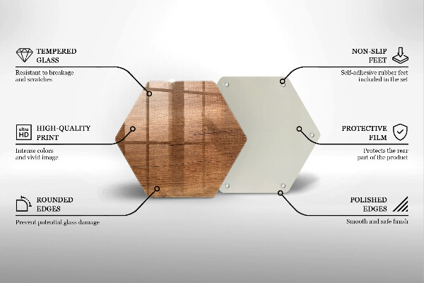 Skärbräda glas sexhörning Trästruktur