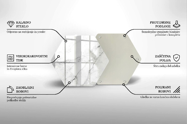 Skärbräda glas sexhörning Elegant marmorstruktur
