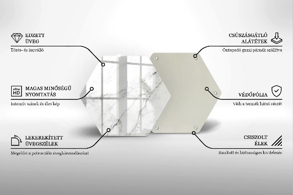 Skärbräda glas sexhörning Elegant marmorstruktur