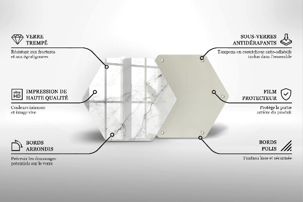 Skärbräda glas sexhörning Elegant marmorstruktur