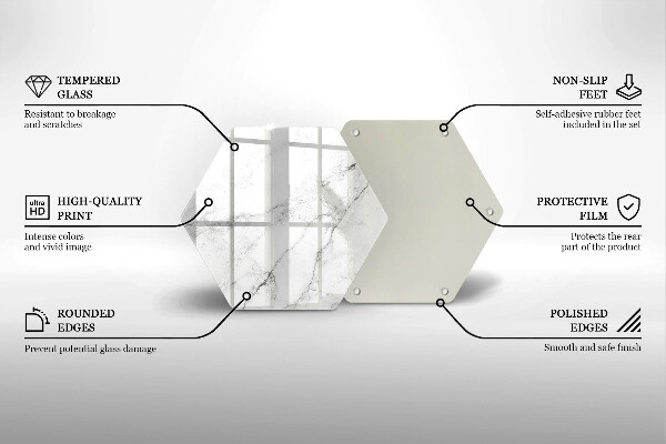 Skärbräda glas sexhörning Elegant marmorstruktur