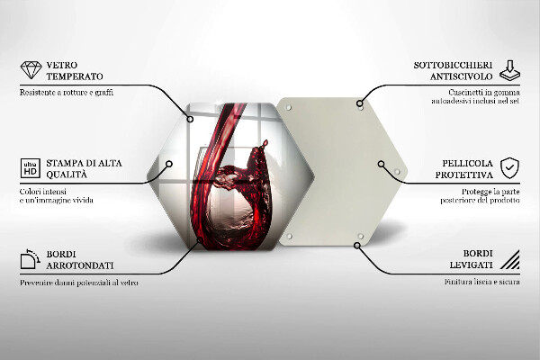 Skärbräda glas sexhörning Glas och rött vin