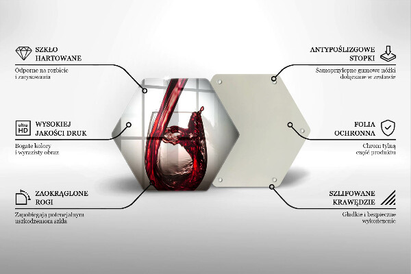 Skärbräda glas sexhörning Glas och rött vin