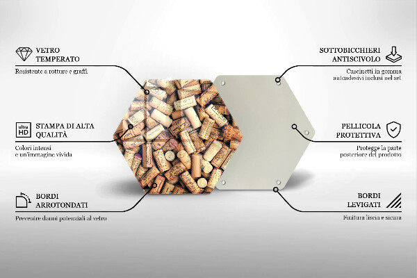 Skärbräda glas sexhörning Vinkorkar seamless mönster