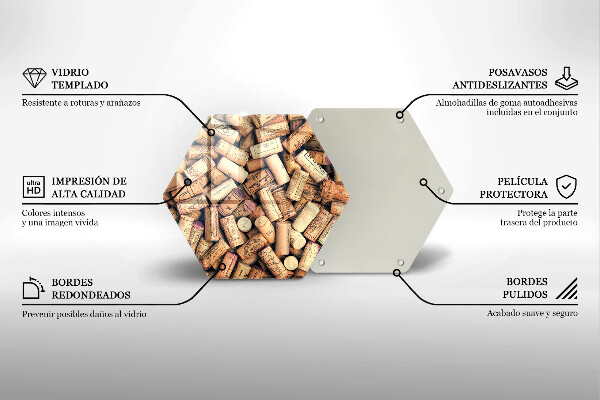 Skärbräda glas sexhörning Vinkorkar seamless mönster