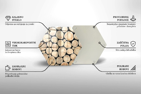 Skärbräda glas sexhörning Trästammar