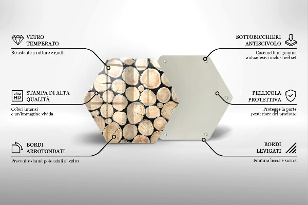 Skärbräda glas sexhörning Trästammar