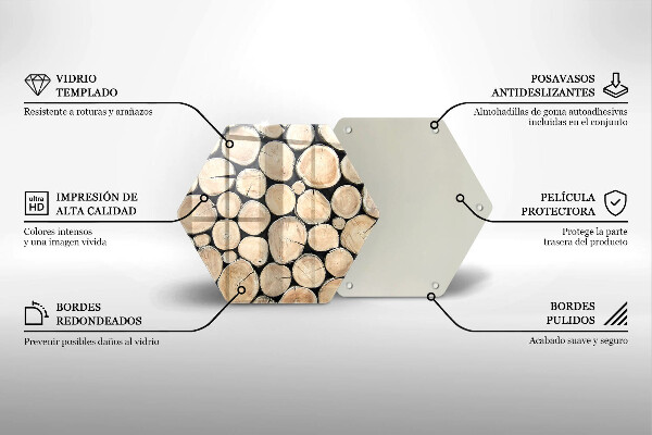 Skärbräda glas sexhörning Trästammar