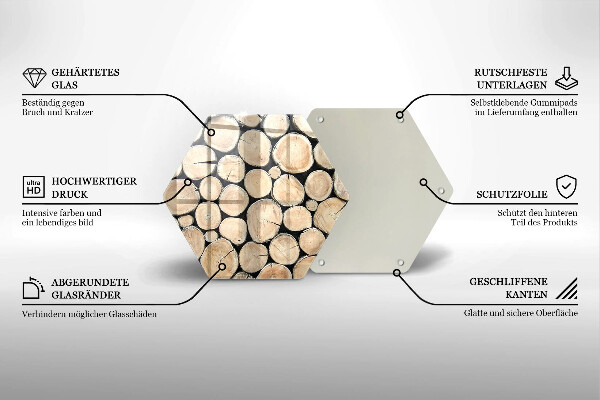 Skärbräda glas sexhörning Trästammar