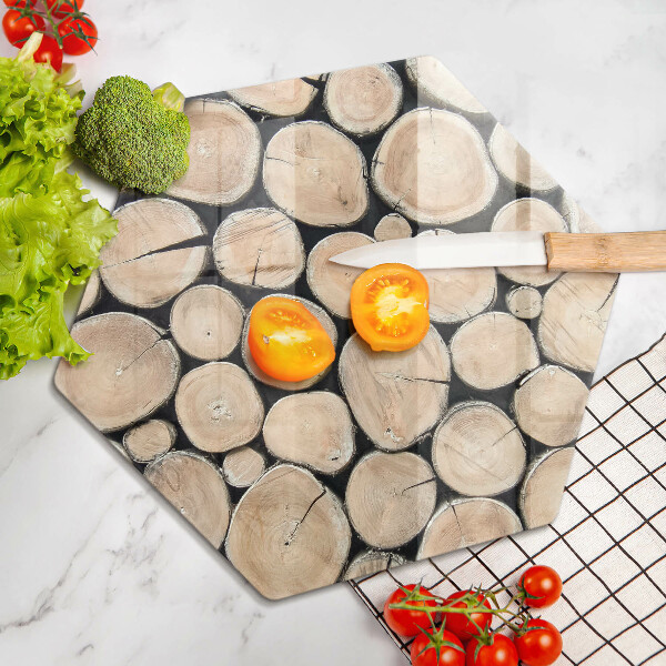 Skärbräda glas sexhörning Trästammar