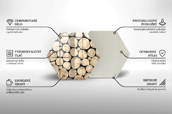 Skärbräda glas sexhörning Trästammar