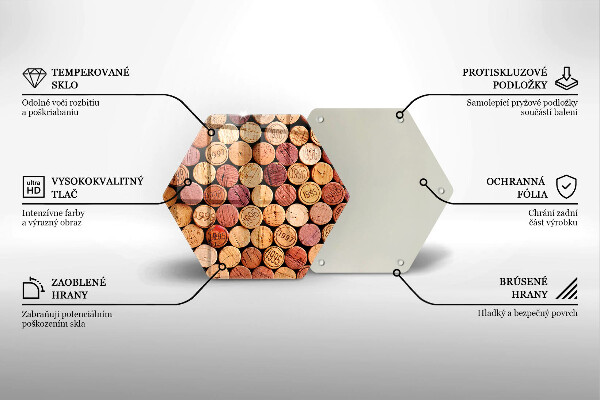 Skärbräda glas sexhörning Vinkorkar mönster
