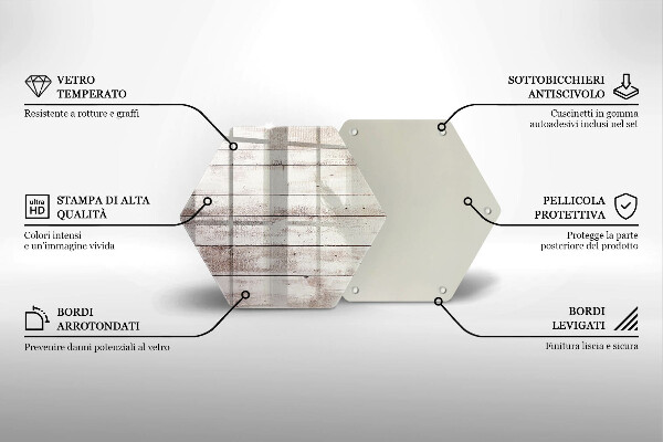 Skärbräda glas sexhörning Gamla träskivor